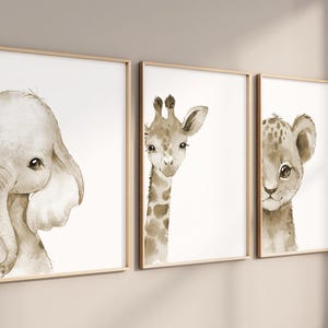 Gender Neutral Nursery Art, Watercolor Safari Animals, Safari Animal Prints, Nursery Wall Art, Kids Room Decor, Neutral Baby Room Decor