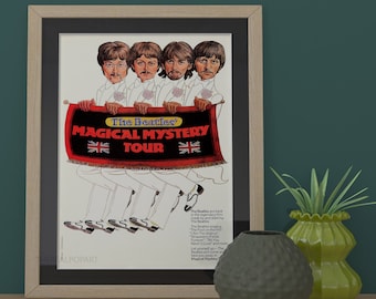 Vintage The Beatles The Magical Mystery Tour Poster - Music Print , Classic Rock Gig Posters , The Fab Four  , Album Art