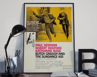 Butch Cassidy & The Sundance kid Film Poster - Movie Cinema Print A4 A3 - Iconic Cowboy Cinema Robert Redford Paul Newman