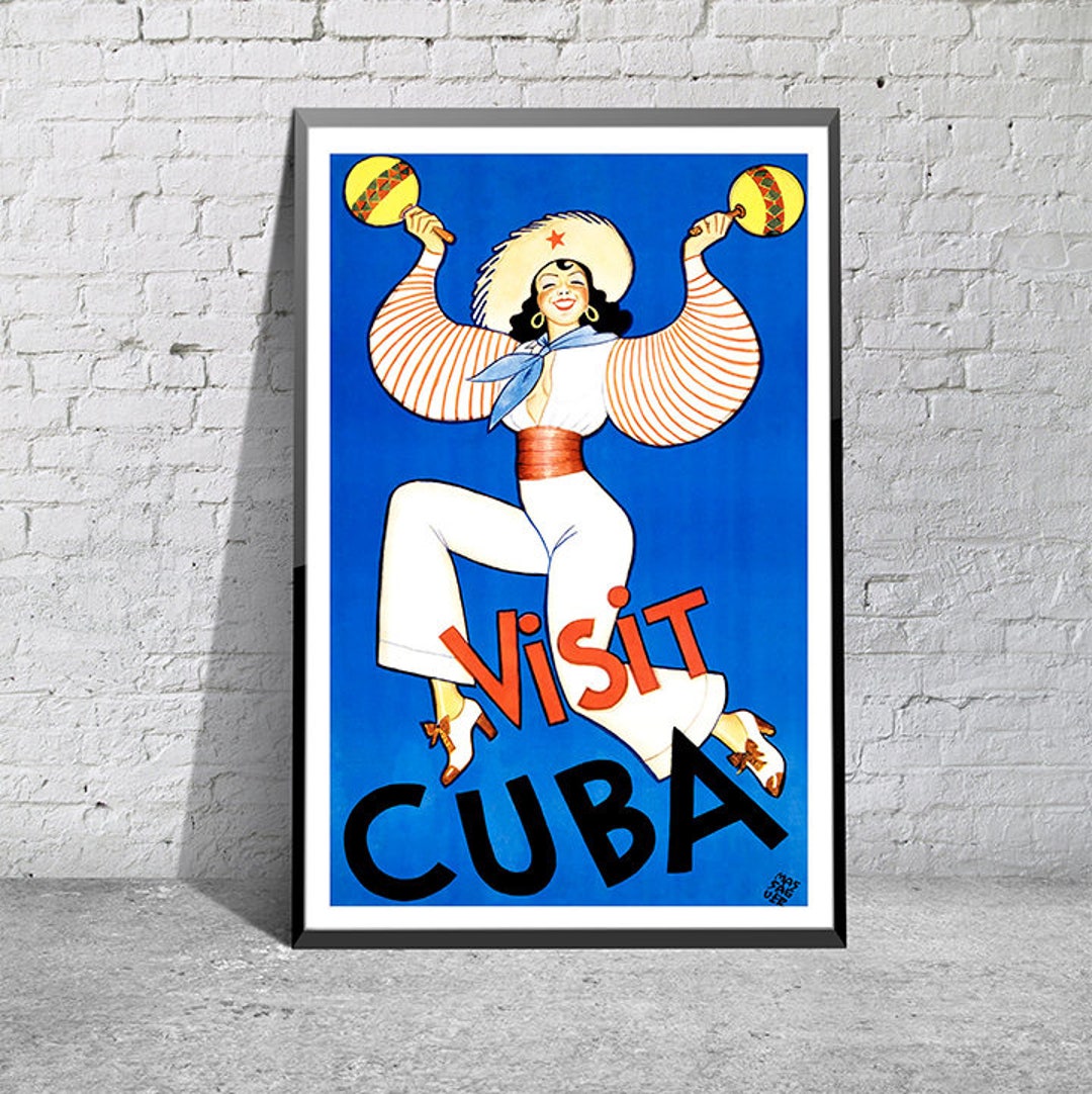 Vintage visit Cuba Travel Poster / Print A4 & A3 Etsy UK