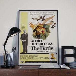 The Birds Movie Poster , Vintage Hitchcock Horror Film , Cinema Room Decor , Wall Hangings , A4 , A3 , Cool Print , Old Movie Film Posters