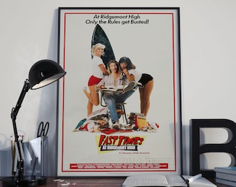 Fast Times At Ridgemont High Film Poster - Vintage 80s Comedy Movie Cinema A4 A3 Print Cinema Room Decor Or Office , Man Cave