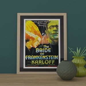 Bride Of Frankenstein Movie Poster , Boris Karloff Classic Film Print Printed On High Quality 280GSM Satin Finish Paper