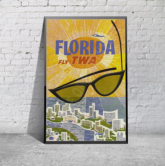 VINTAGE CALIFORNIA TWA TRAVEL A3 POSTER PRINT