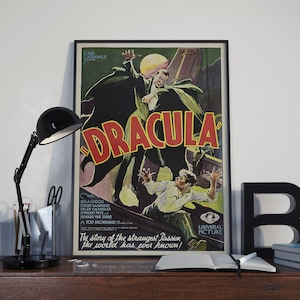 Vintage 1931 Dracula Film Poster , Classic Old Horror Movie Prints For Cinema Rooms , Office , Man Cave