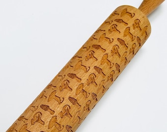 MUSHROOM PATTERN! Embossing rolling pin, laser engraved rolling pin