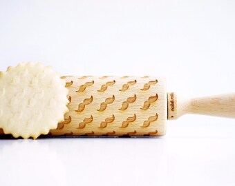 MOUSTACHE - Embossing rolling pin, laser engraved rolling pin Valentine's gift