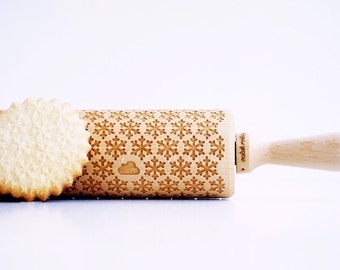 Rolling Pin SNOWFLAKE ***  Embossing rolling pin, laser engraved rolling pin *** Winter ***Christmas gift