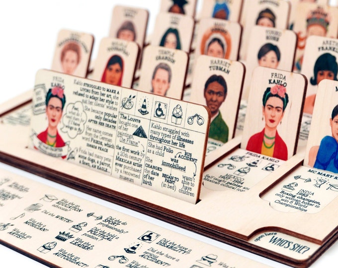 Who's She? Wooden Feminist Board Game | Women's History Guessing Game for Girls