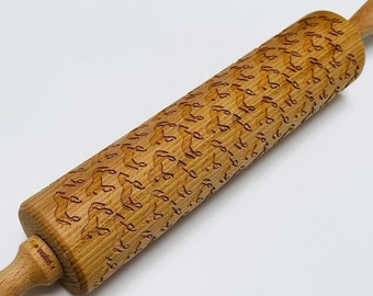 HORSE PATTERN - engraved rolling pin