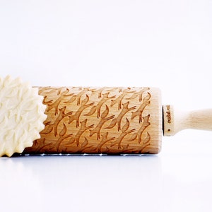 Rolling Pin engraved FOXES Embossing rolling pin, laser engraved rolling pin image 1