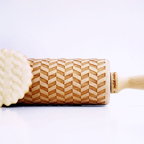 TWEED, LINES - Embossing rolling pin, laser engraved rolling pin.