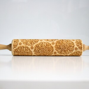 Rolling Pin engraved KALEIDOSCOPE SMALL Embossing rolling pin, laser engraved rolling pin. Birthday wedding image 4