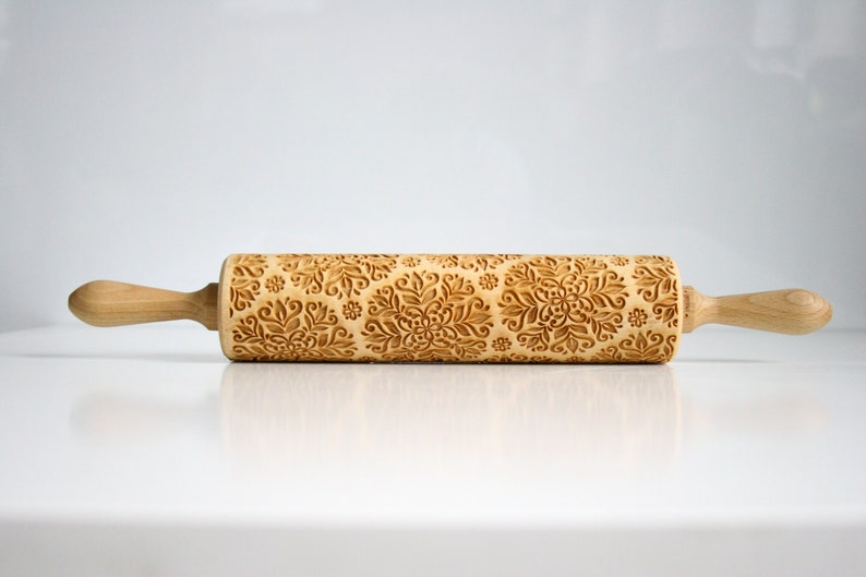 Rolling Pin engraved KALEIDOSCOPE SMALL Embossing rolling pin, laser engraved rolling pin. Birthday wedding image 4