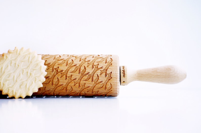 Rolling Pin engraved FOXES Embossing rolling pin, laser engraved rolling pin image 1