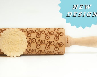 Rolling Pin BIKE BiCYCLE - Embossing rolling pin, unique gift for baking DIRT Bike pattern *** Birthday Gift ***