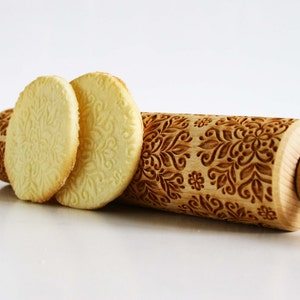 Rolling Pin engraved KALEIDOSCOPE SMALL Embossing rolling pin, laser engraved rolling pin. Birthday wedding image 3