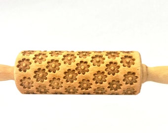 DAISY mini - kid size embossing rolling pin, small laser engraved rolling pin. Valek KIDS! Kids' toys!