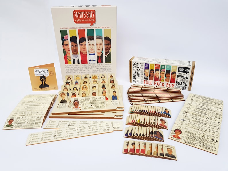 Who's She wooden board game about amazing women's stories English Français Español Italiano Deutsch image 9