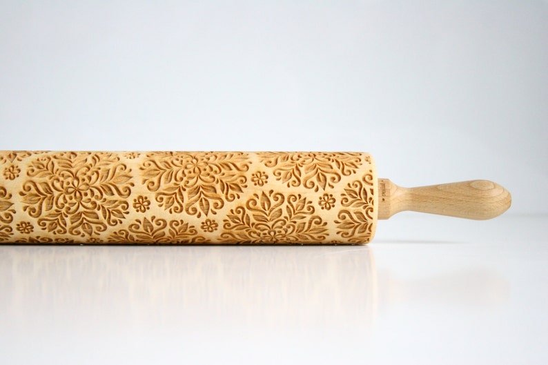 Rolling Pin engraved KALEIDOSCOPE SMALL Embossing rolling pin, laser engraved rolling pin. Birthday wedding image 2