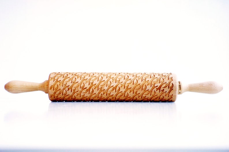 Rolling Pin engraved FOXES Embossing rolling pin, laser engraved rolling pin image 2