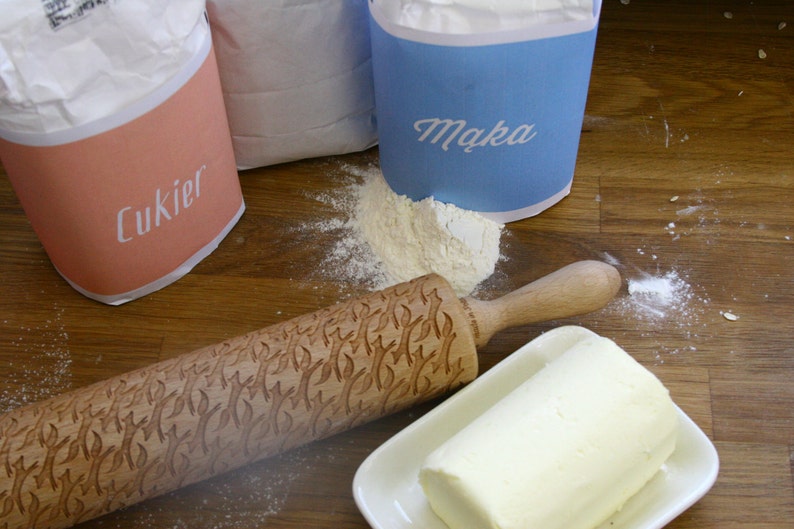 Embossing rolling pin Rolling Pin engraved FOXES laser engraved rolling pin