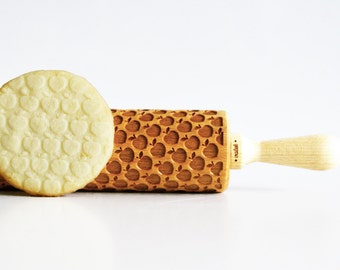 PEACHES  Embossing rolling pin, laser engraved rolling pin
