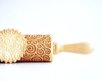 SPIRALS  - Embossing rolling pin, laser engraved rolling pin.