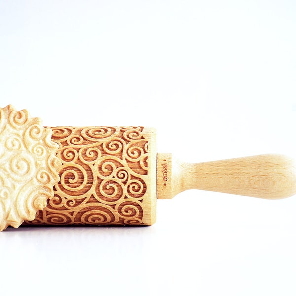 SPIRALS  - Embossing rolling pin, laser engraved rolling pin.