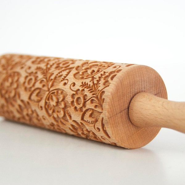 FOLK kids - embossing rolling pin for kids, small laser engraved rolling pin. Valek KIDS! Kids' toys!