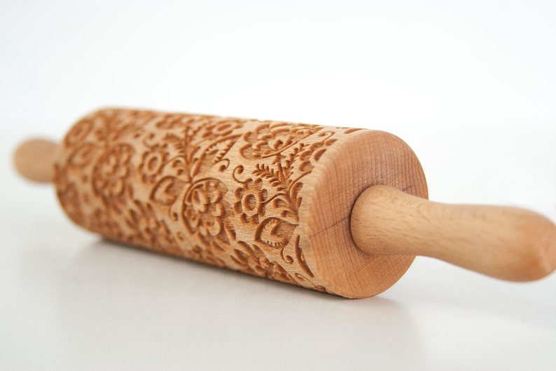 FOLK kids embossing rolling pin for kids, small laser engraved rolling pin. Valek KIDS Kids' toys image 1