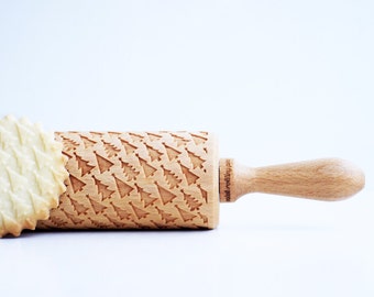 Rolling Pin Engraved:  coniferous TREE *** Embossing rolling pin, laser engraved rolling pin***Christmas***Christmas gift