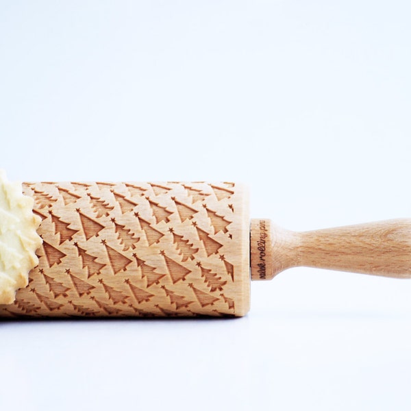 Rolling Pin Engraved:  coniferous TREE *** Embossing rolling pin, laser engraved rolling pin***Christmas***Christmas gift