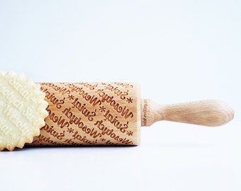 WESOŁYCH ŚWIĄT *** Embossing rolling pin, laser engraved rolling pin***Christmas***Christmas gift