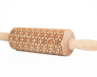 SNOWFLAKE kids - embossing rolling pin for kids, small laser engraved rolling pin. Valek KIDS! Kids' toys!Christmas gift