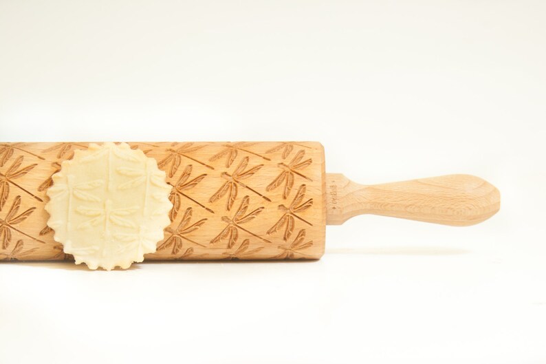 Rolling Pin engraved DRAGONFLY - Embossing rolling pin, unique gift for baking. Birthday wedding gift 