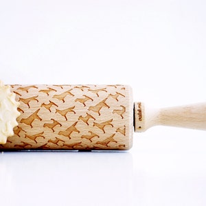 DOGS Embossing rolling pin, laser engraved rolling pin. image 1