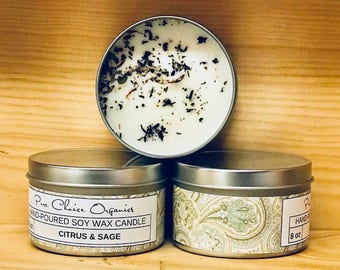 Citrus & Sage Soy Wax Candles Holiday Gift | Birthday Gifts Under 20