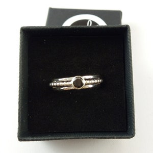 Cremation Ashes Ring, Memorial Keepsake stacker ring in sterling silver, beaded silver band with personalised gemstone, Pet Remembrance gift
