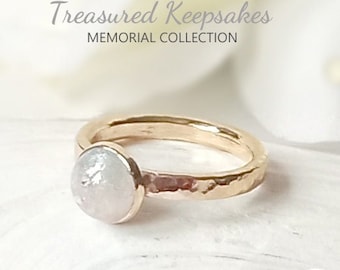 Gold Orb Keepsake Memorial Ring, Lock of Hair or Cremation Jewellery, Loved Ones Ring, Humans and Pets