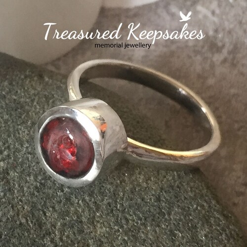 Contemporary Ashes, Hair Keepsake shops Ring, loved ones pets, Memorial Ring Handmade in Sterling Silver
