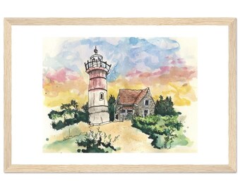 Poster incorniciato con paesaggio di Cape Cod / Arte murale costiera / Stampa opaca premium in cornice di legno