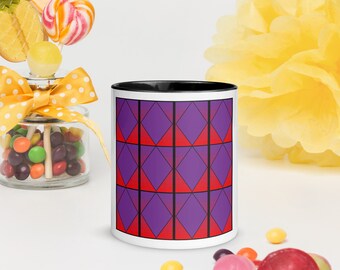 Purple and Red diamond shapes Mug with Color Inside