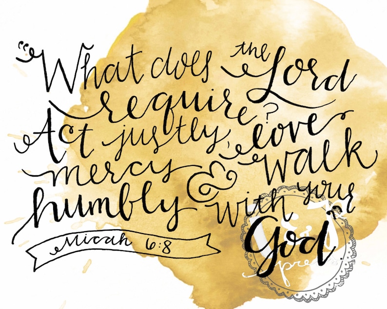 Micah 6:8 scripture art print with custom coloring // | Etsy