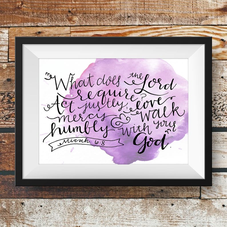 Micah 6 8 Scripture Art Print With Custom Coloring Etsy