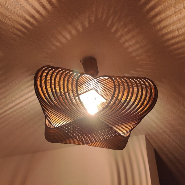 Minimalist design Ceiling light 37x37x15cm for 3mm Wood (Digital Files) with Lightburn Profiles