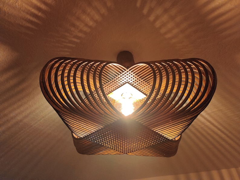 Minimalist design Ceiling light 37x37x15cm for 3mm Wood Digital Files with Lightburn Profiles zdjęcie 6