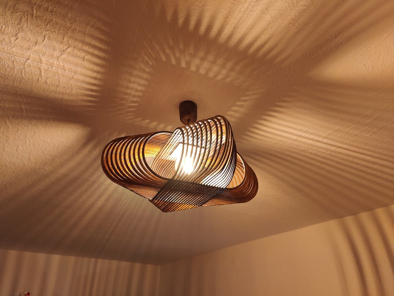 Minimalist design Ceiling light 37x37x15cm for 3mm Wood Digital Files with Lightburn Profiles zdjęcie 2