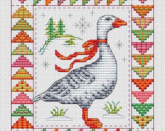 Christmas Goose Downloadable PDF Cross Stitch Pattern