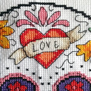 Cross stitch pdf file of Day of the Dead sugar skull Amor. Download available once payment is received. image 4